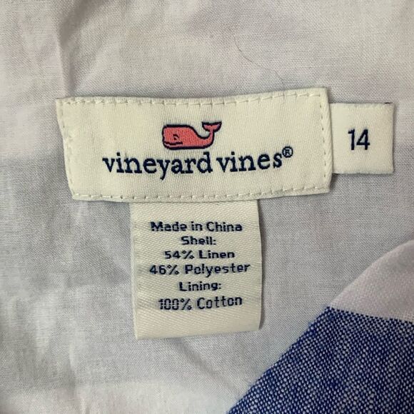 Vineyard Vines Linen Blend Striped Fit & Flare Sleeveless Dress Size 14 - Picture 4 of 9